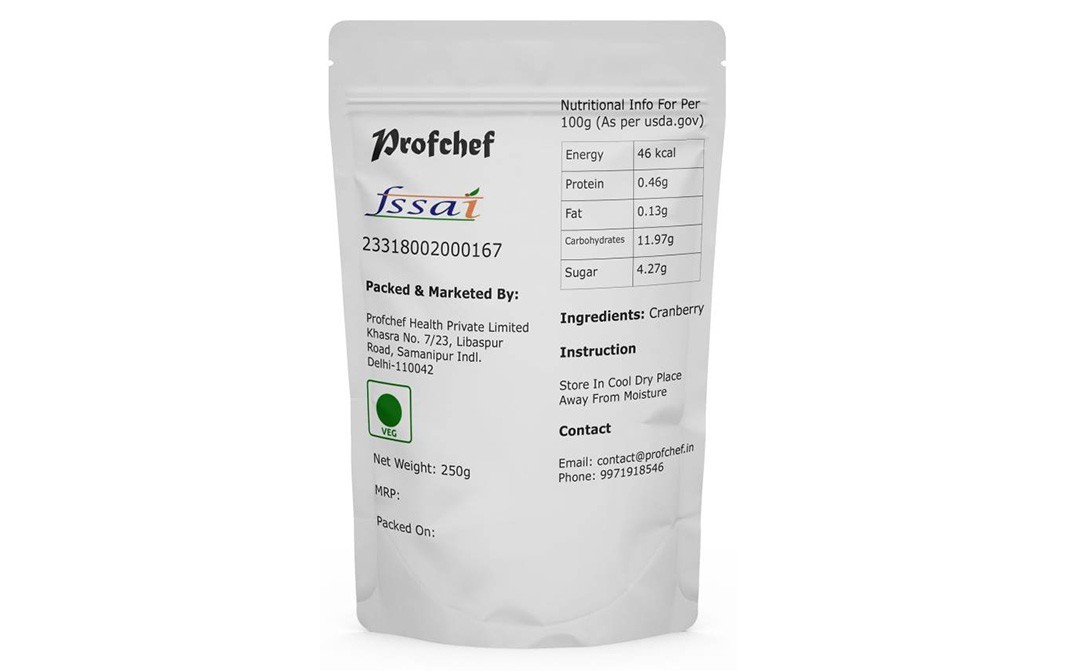 Profchef Cranberry (Premium Quality)   Pack  250 grams
